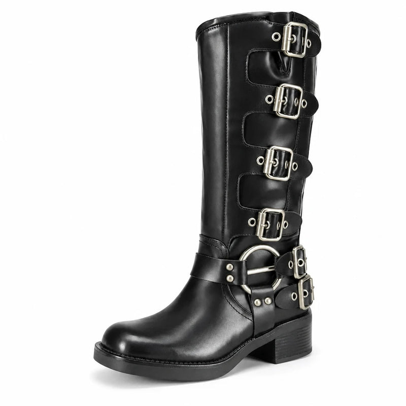 Botas Altas con Hebillas Motero