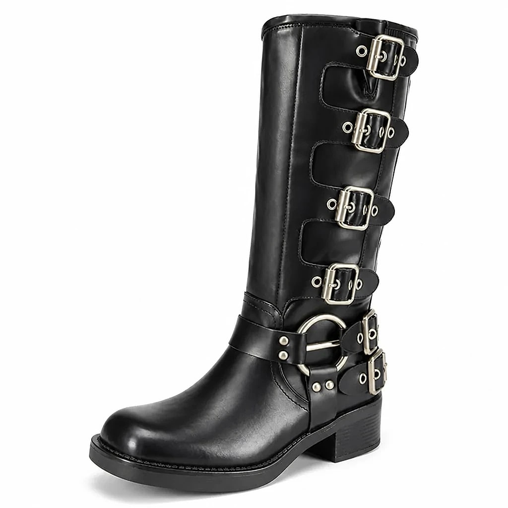 Botas Altas con Hebillas Motero