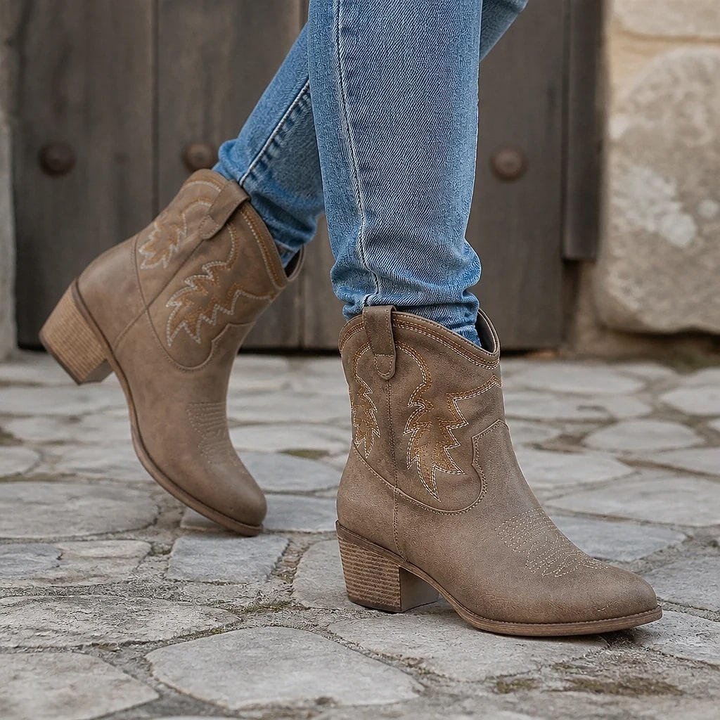 Botas Cowgirl Camel Bordadas