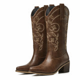 Botas Vaqueras Bordadas Marrón