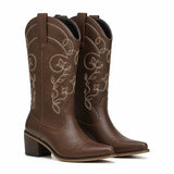 Botas Vaqueras Bordadas Marrón