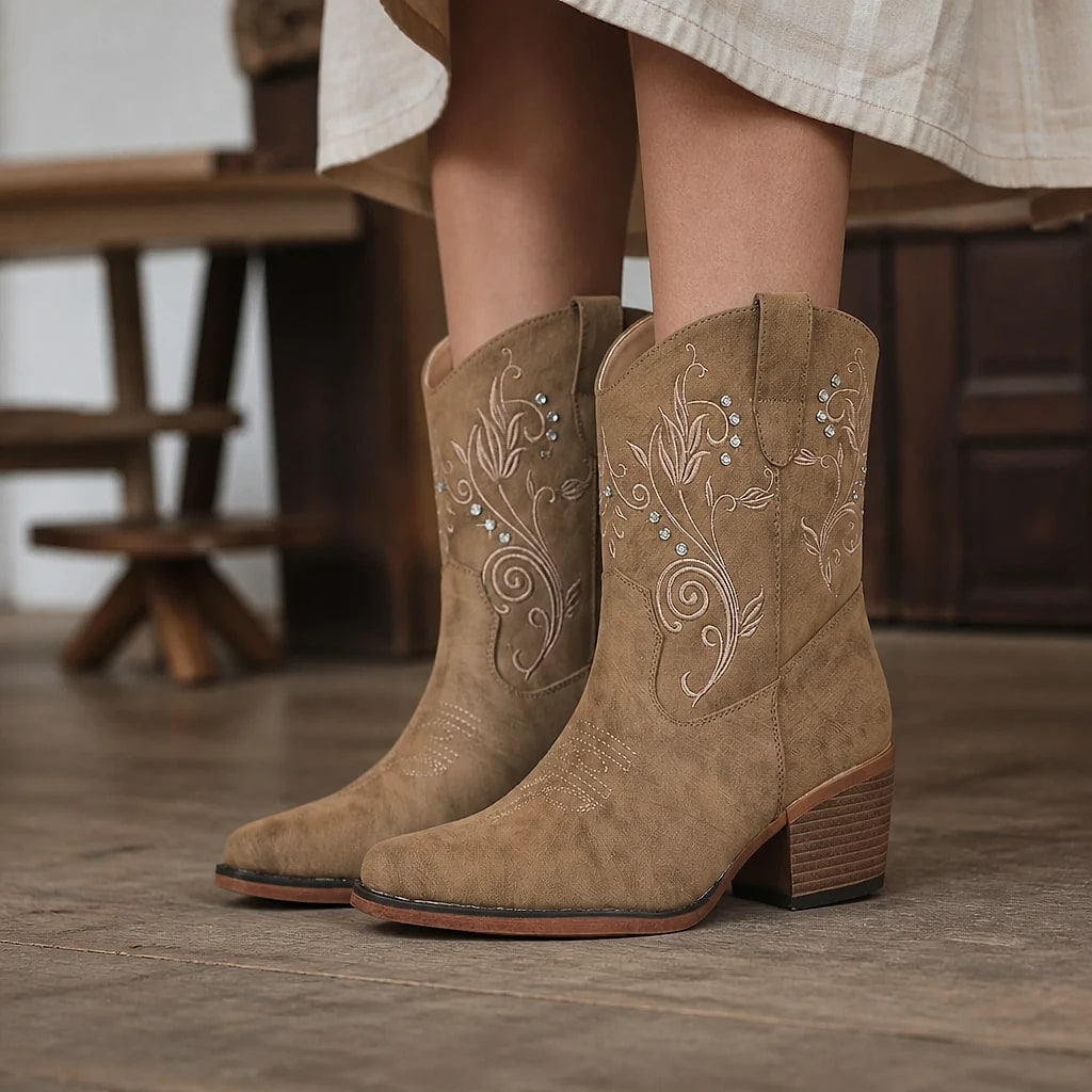 Botas Vaqueras Bordadas Mujer