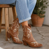 Botas Vaqueras de Tobillo Bordadas