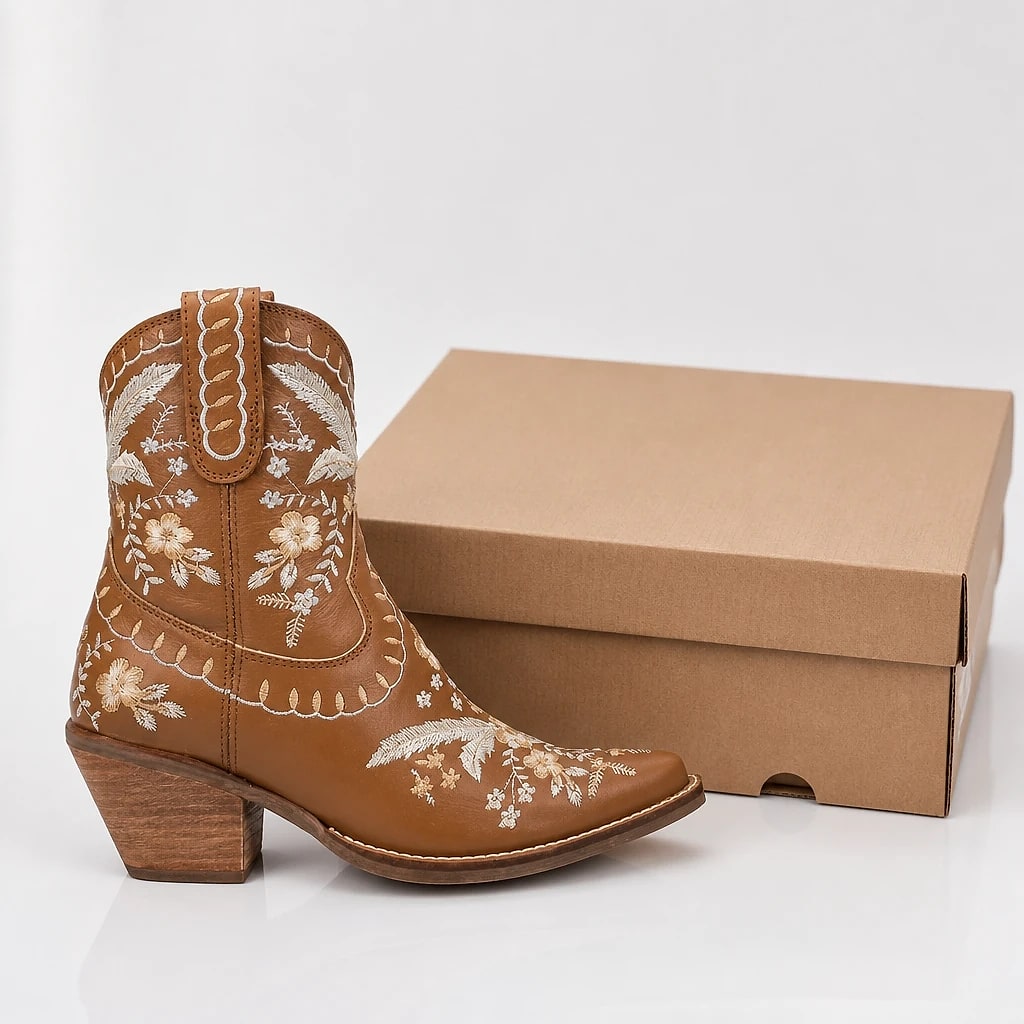 Botas Vaqueras de Tobillo Bordadas