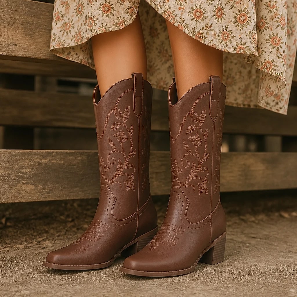 Botas Vaqueras Media Caña Bordadas