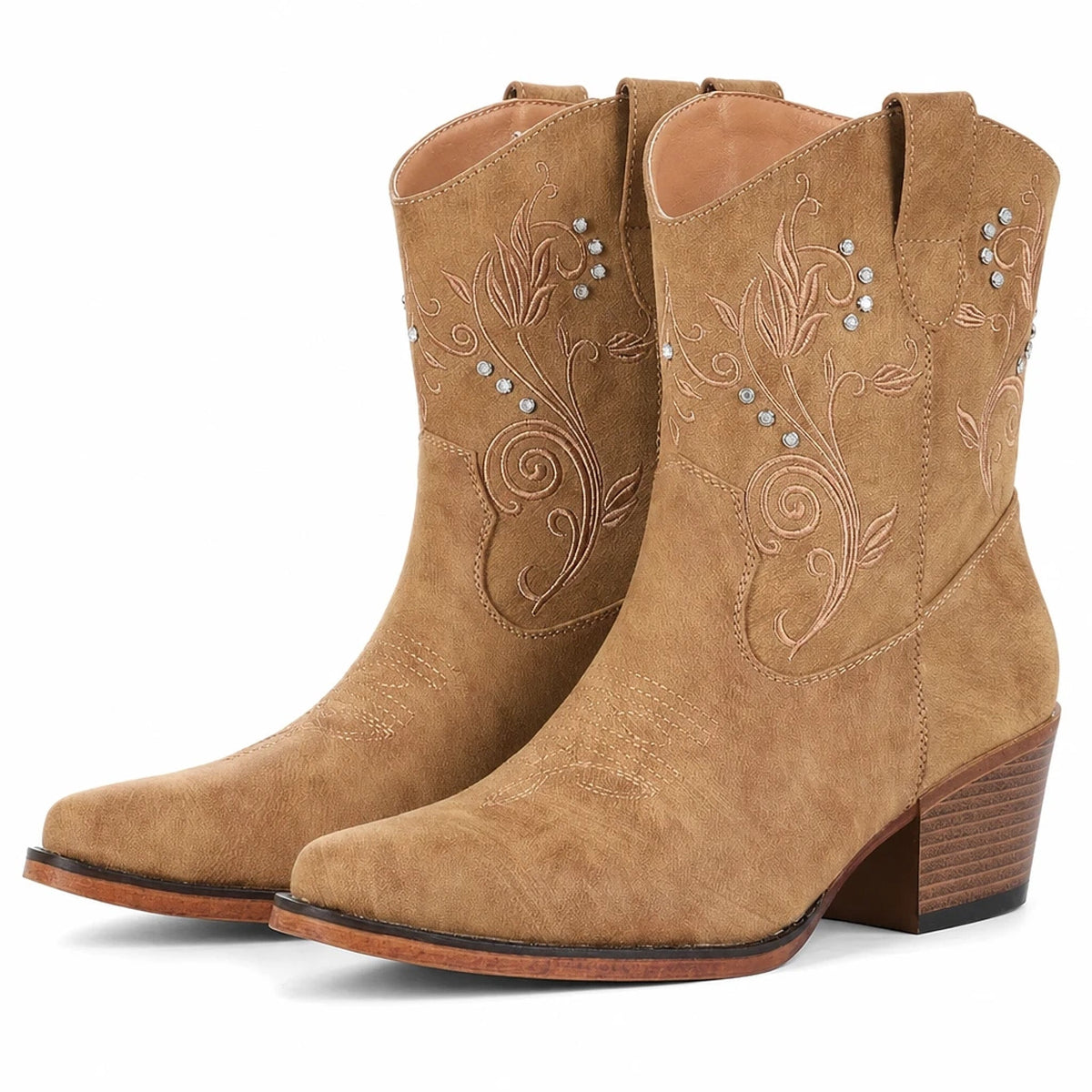 Botas Vaqueras Tobillo Bordadas