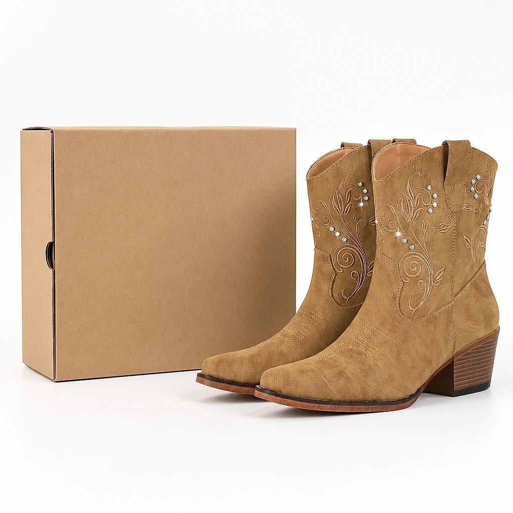 Botas Vaqueras Tobillo Bordadas