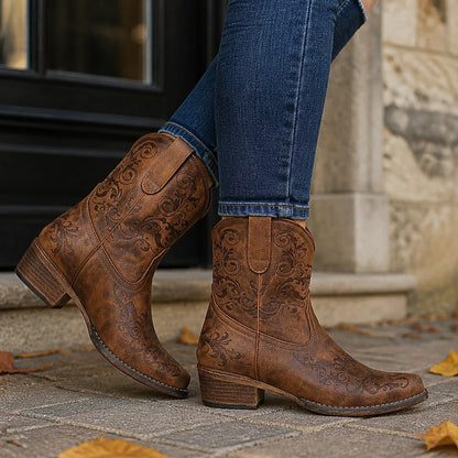 Botines Mujer Western Grabados