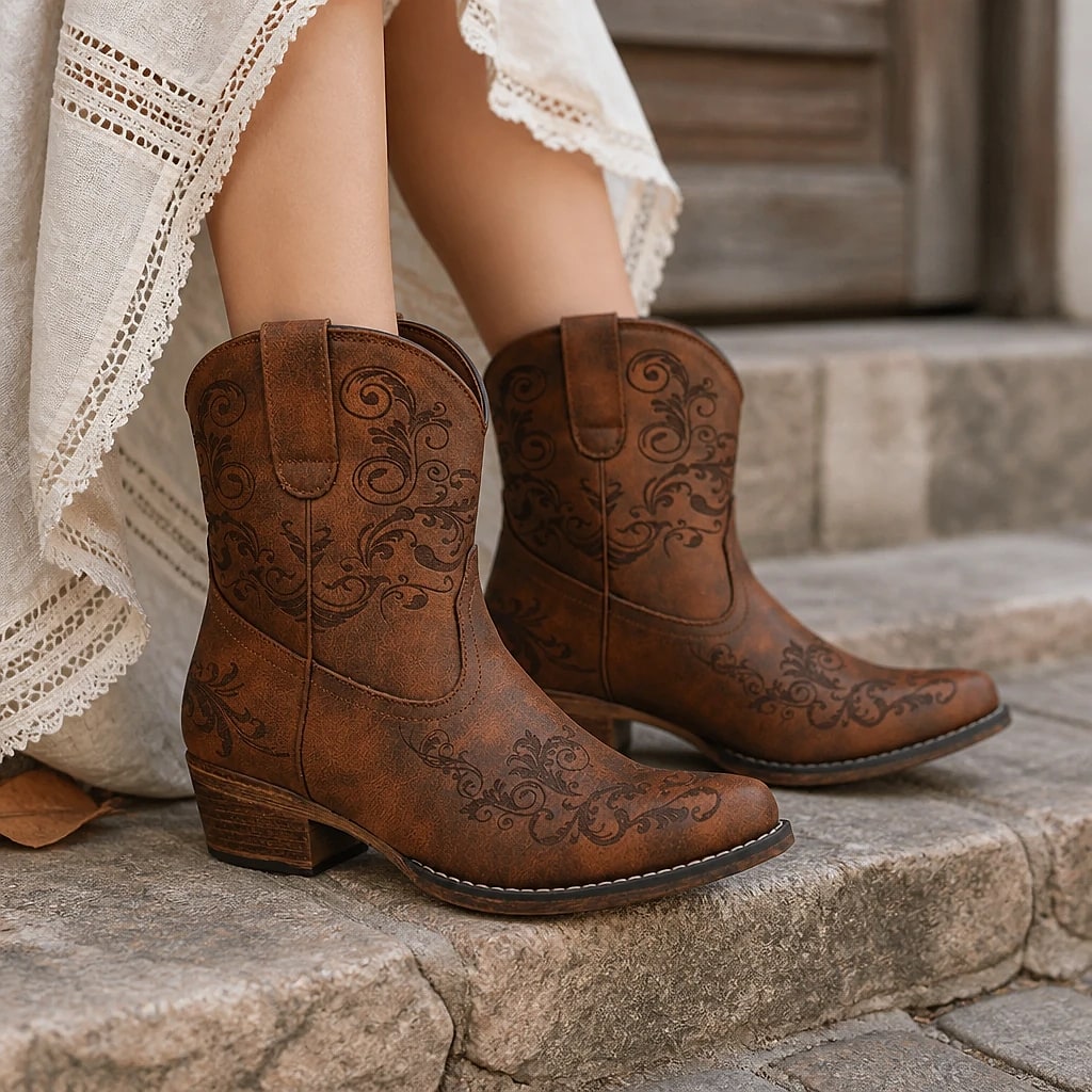 Botines Mujer Western Grabados