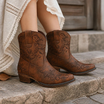 Botines Mujer Western Grabados