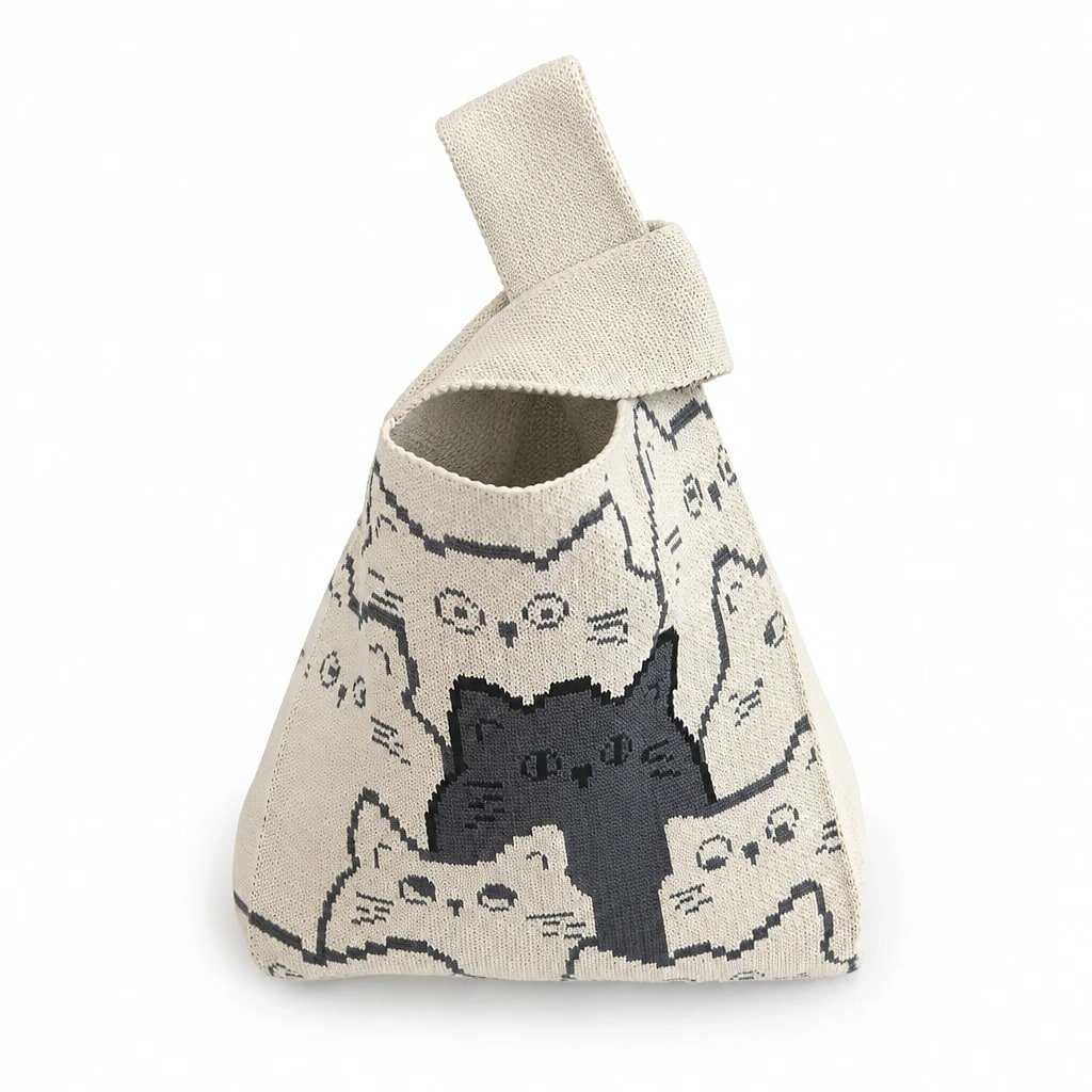 Bolso Bucket de Punto Gatos