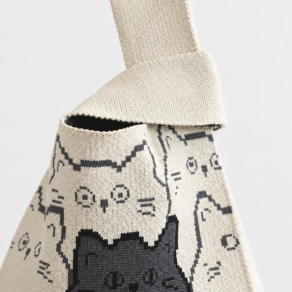 Bolso Bucket de Punto Gatos