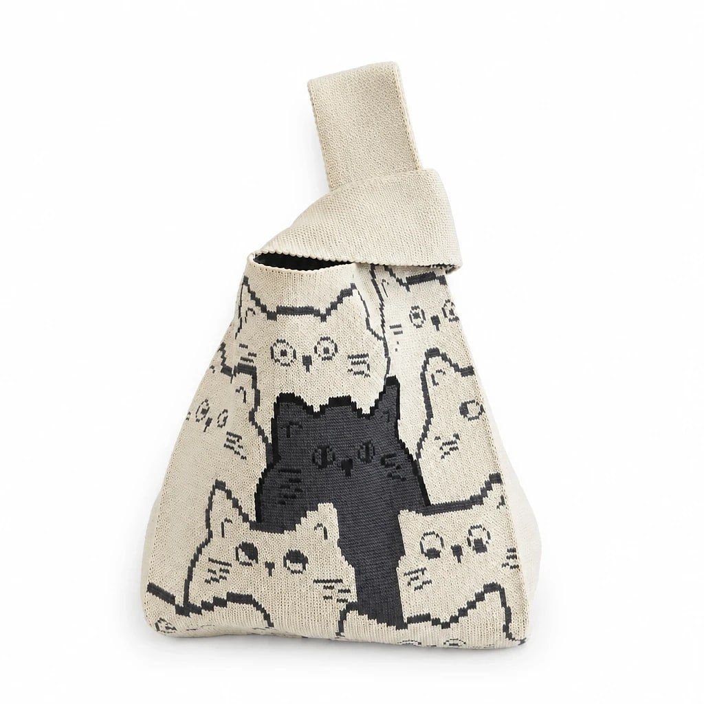 Bolso Bucket de Punto Gatos