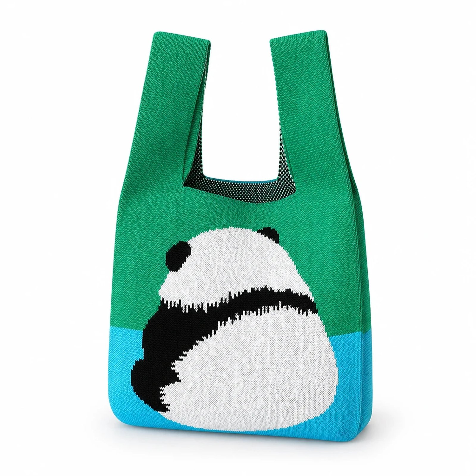 Bolso de mano verde con panda
