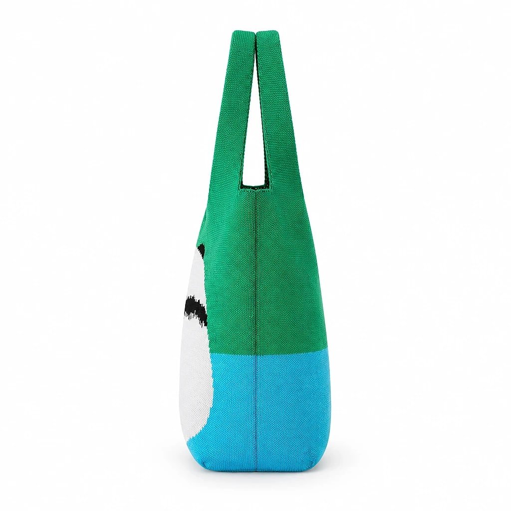 Bolso Bucket Tejido, Estampado Panda