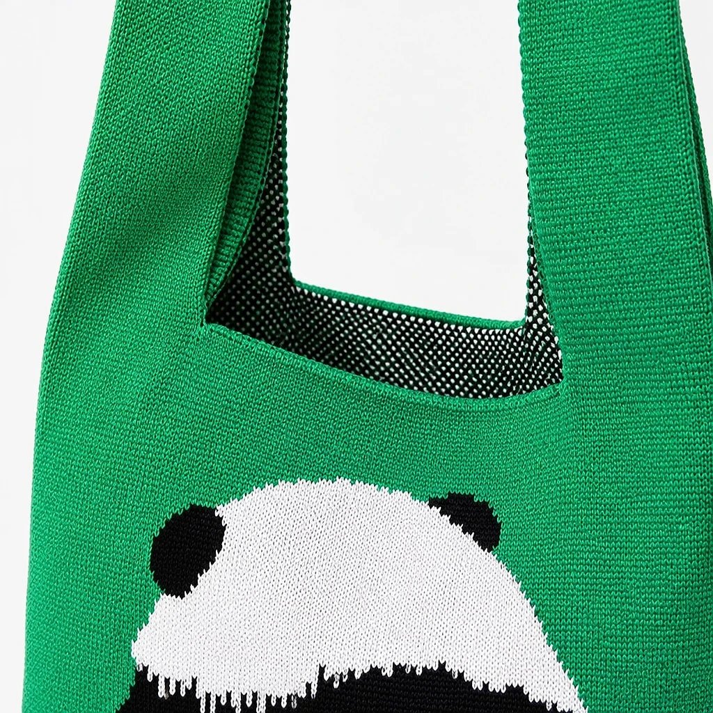 Bolso Bucket Tejido, Estampado Panda