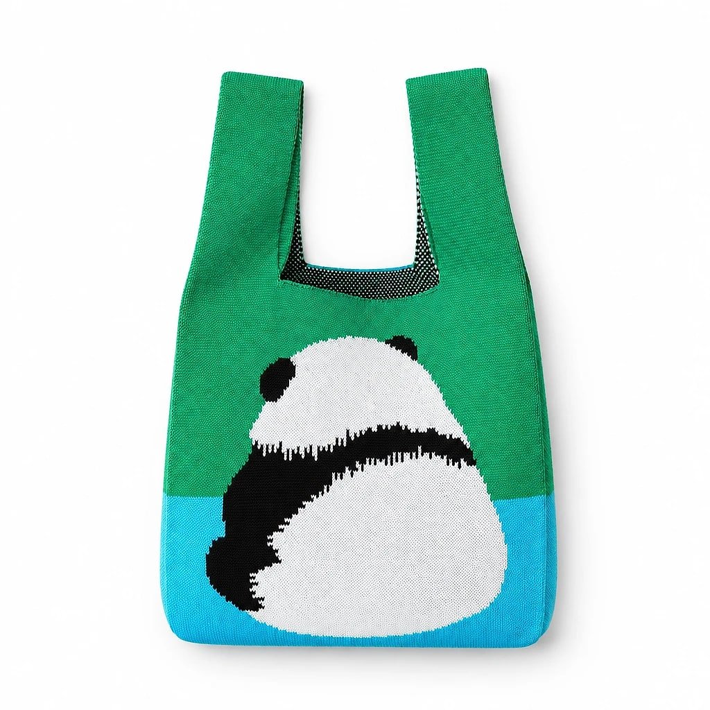 Bolso Bucket Tejido, Estampado Panda