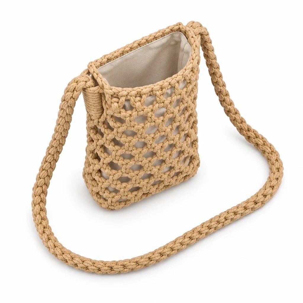 Bolso de Hombro Crochet Marrón