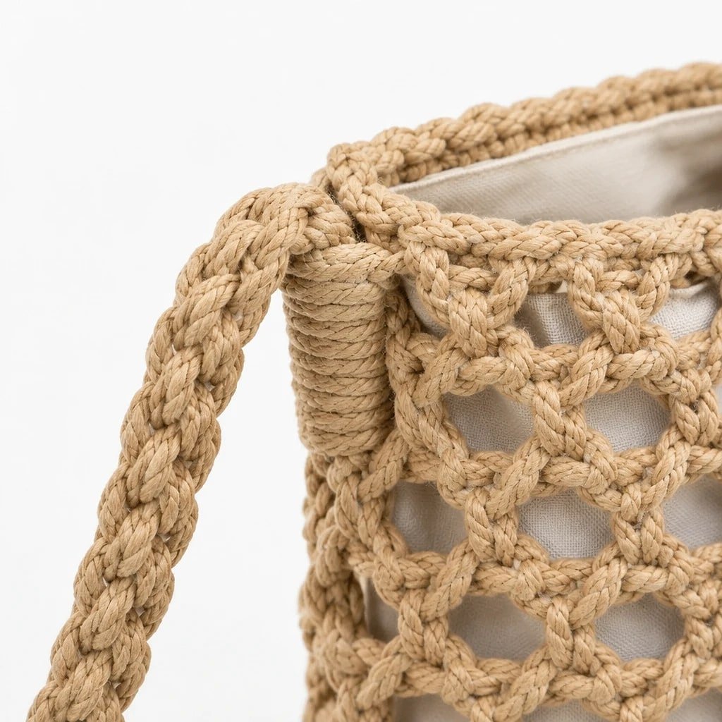 Bolso de Hombro Crochet Marrón