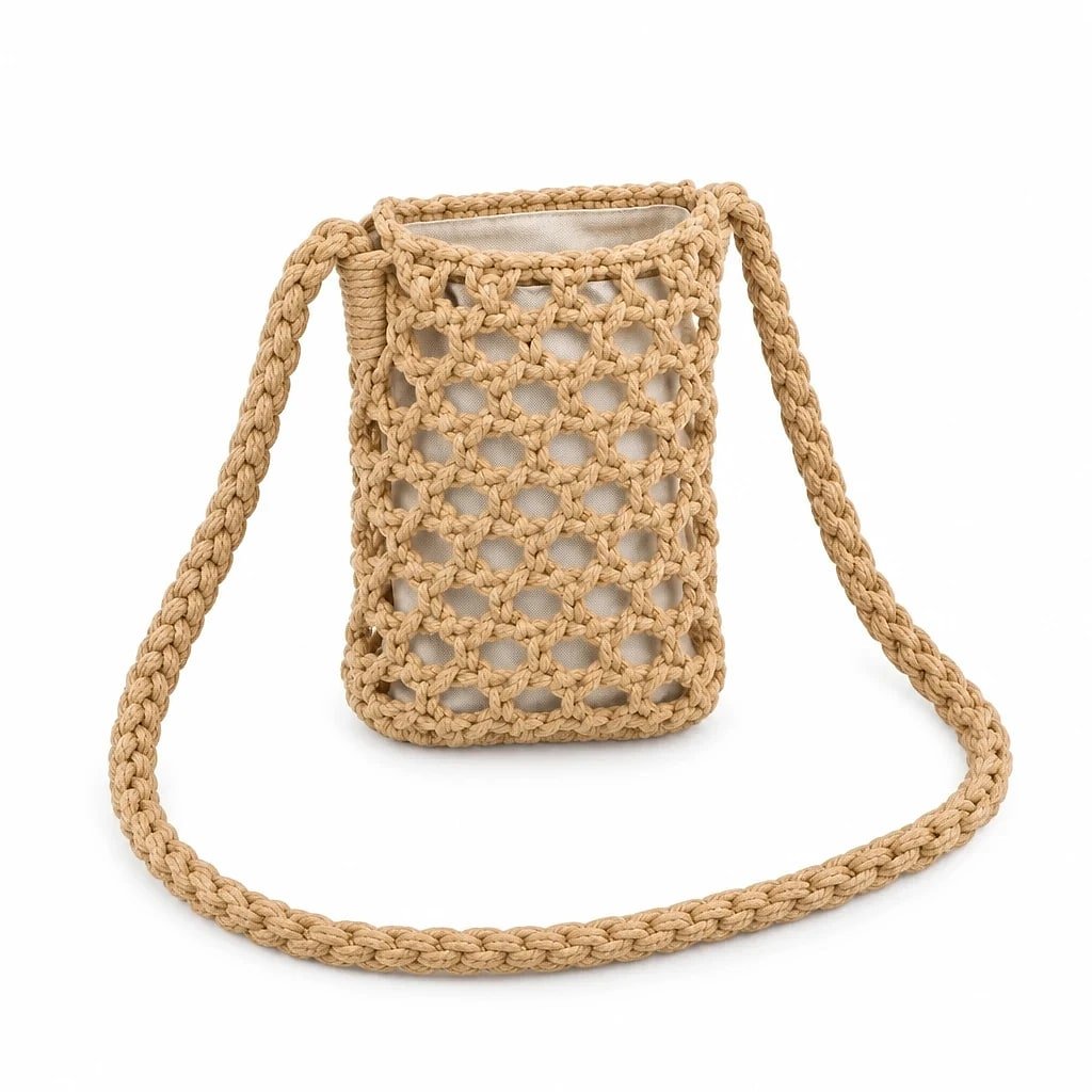 Bolso de Hombro Crochet Marrón