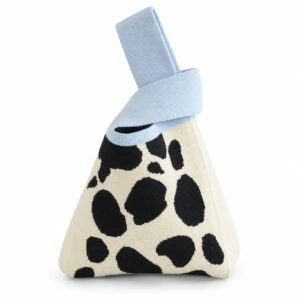 Bolso de nudo de manchas negro y crudo