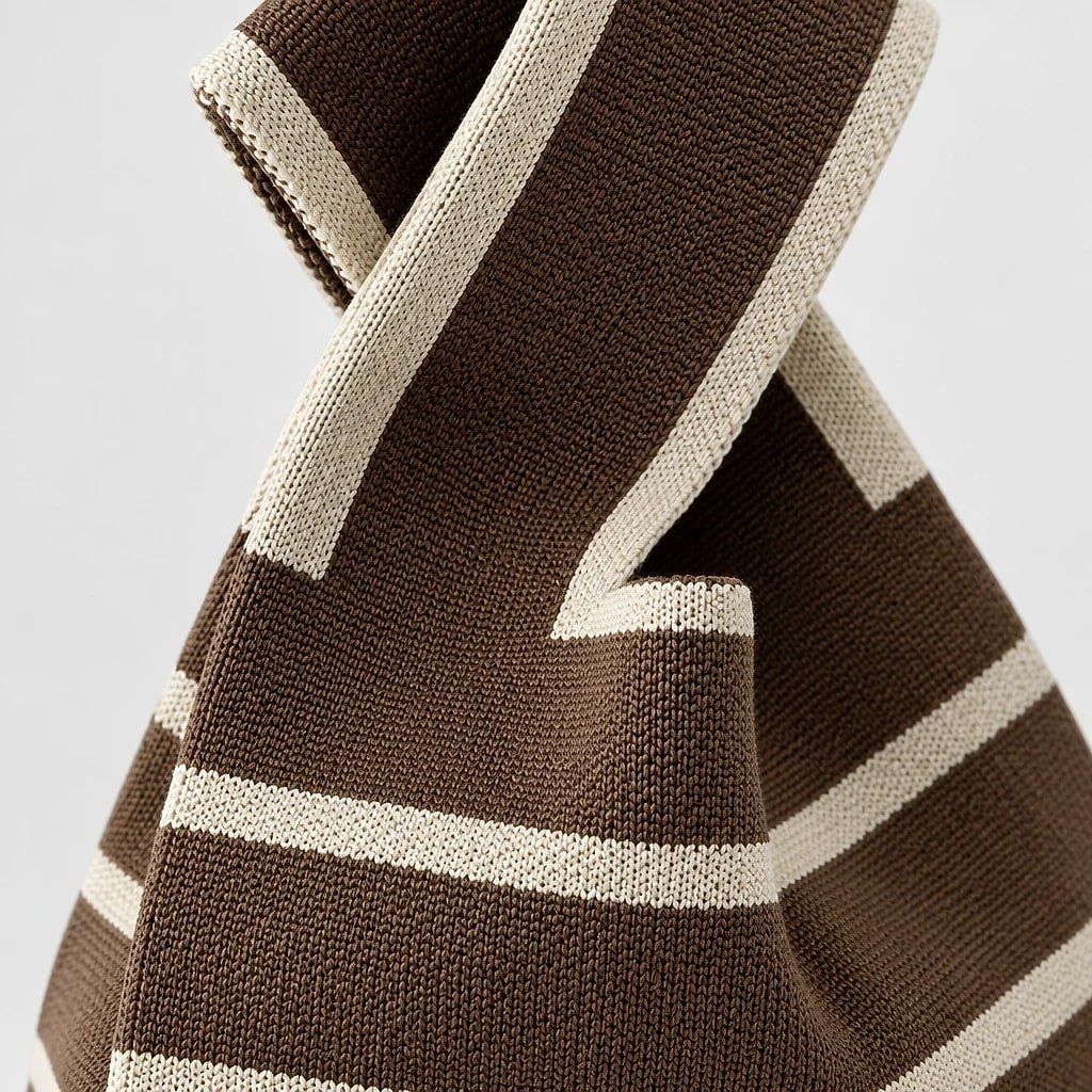 Bolso de Mano de Punto Rayas