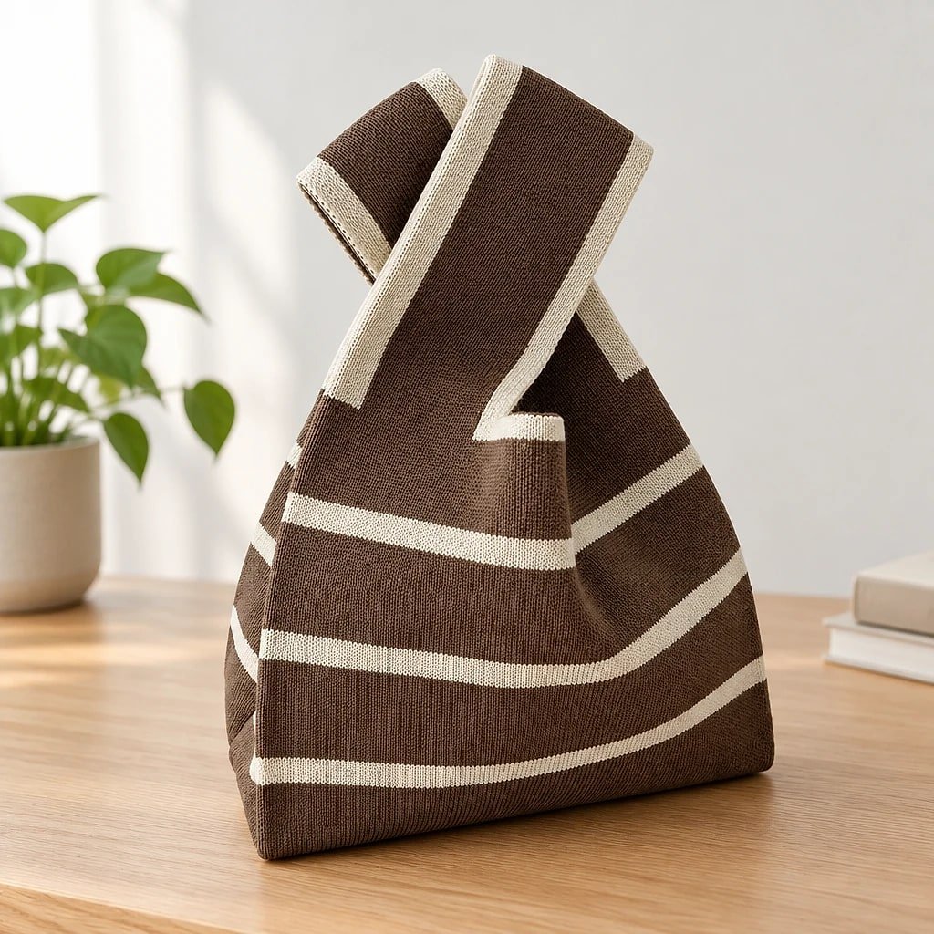 Bolso de Mano de Punto Rayas