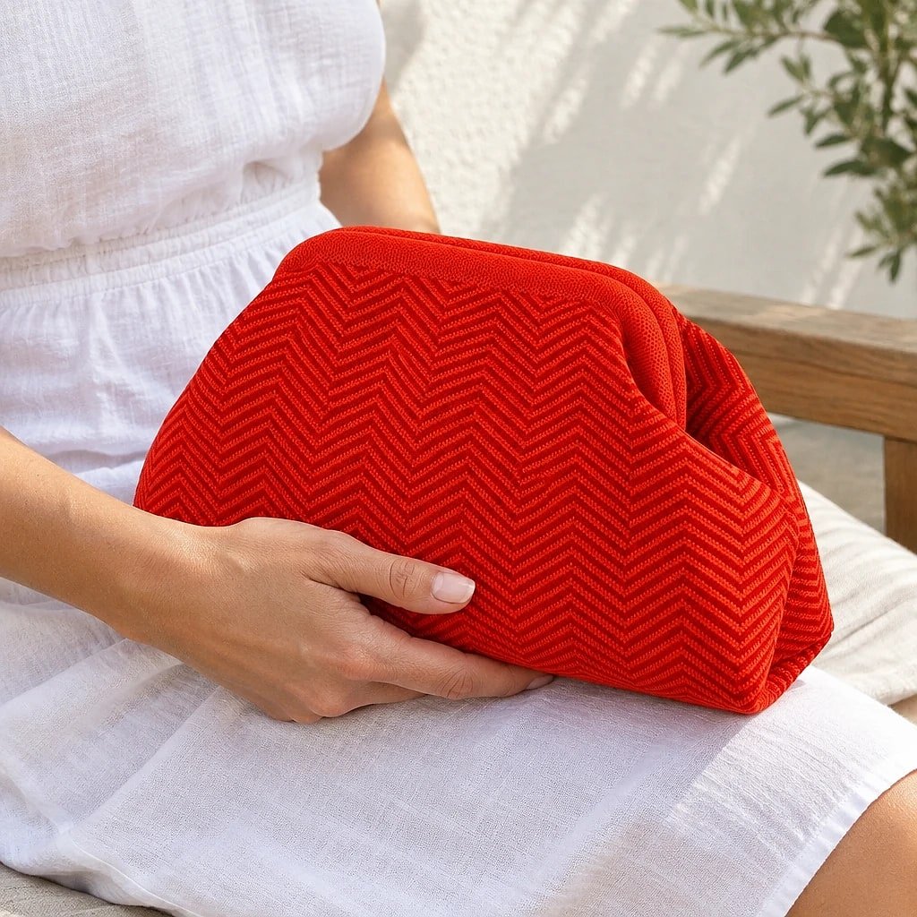 Bolso de Mano Naranja Tejido