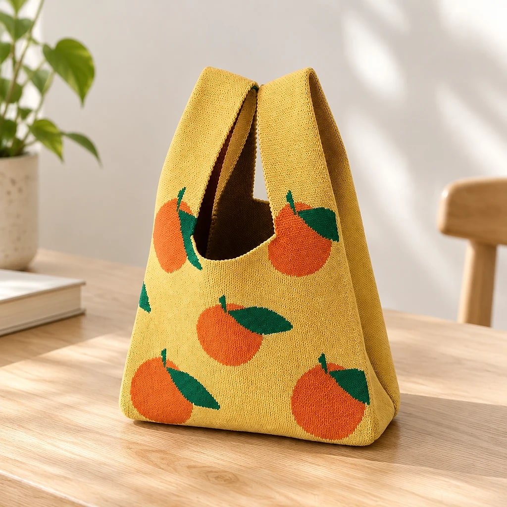 Bolso de Mano Punto Estampado Frutas