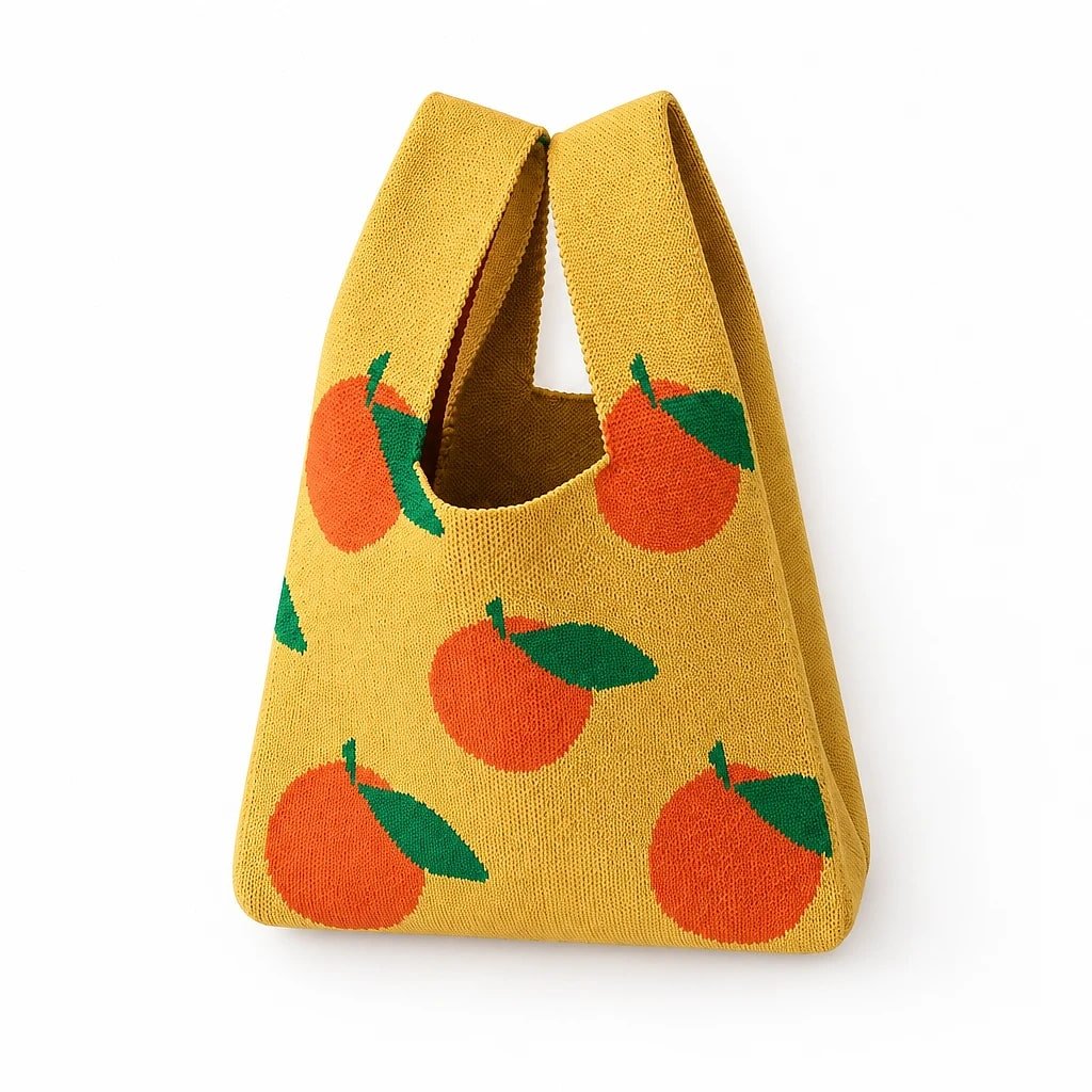 Bolso de Mano Punto Estampado Frutas