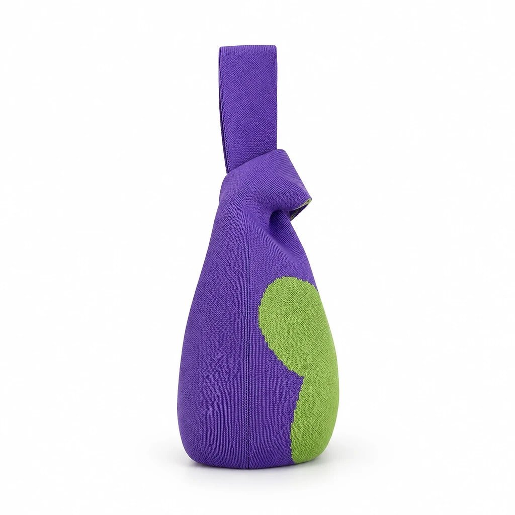 Bolso de Mano Punto Morado y Verde