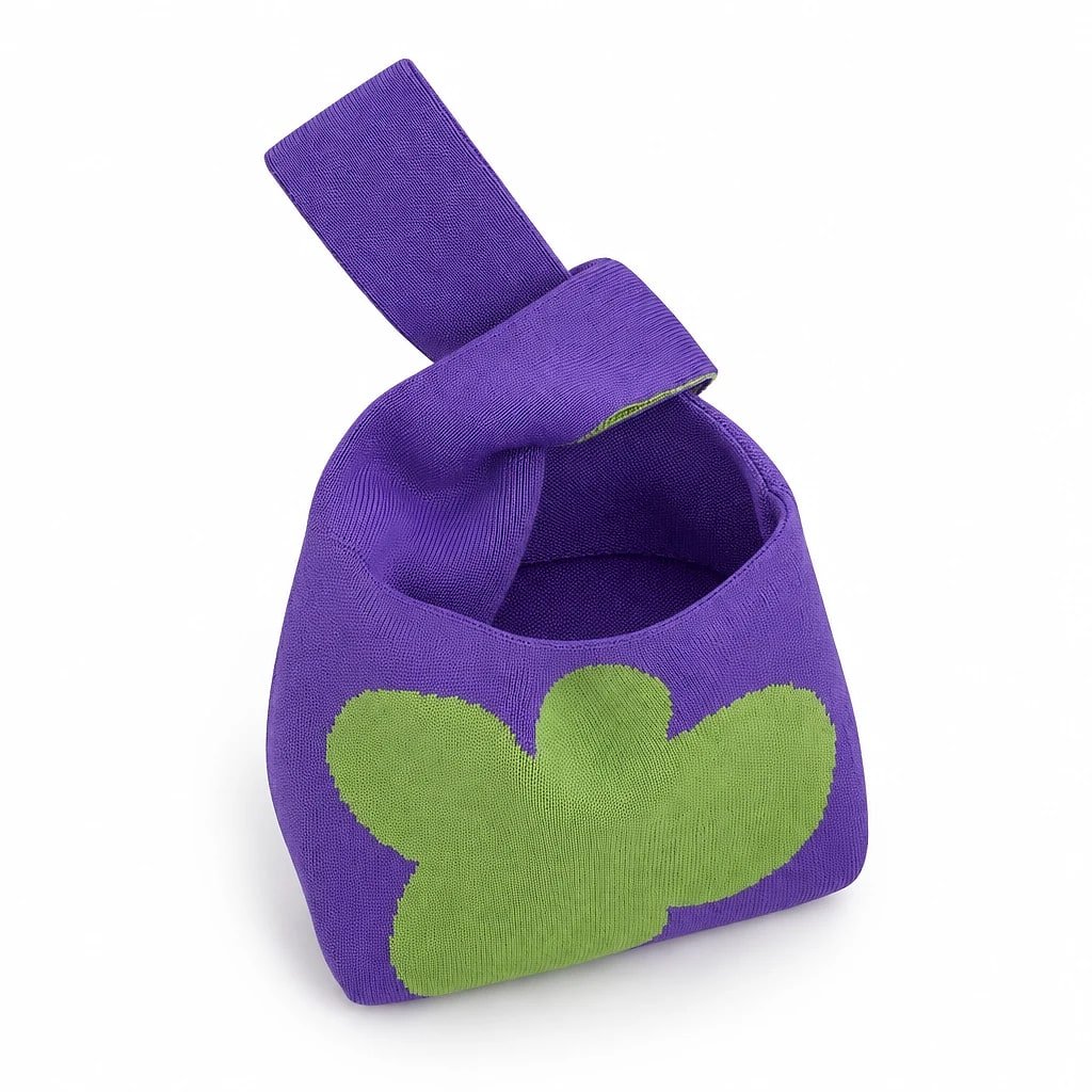 Bolso de Mano Punto Morado y Verde