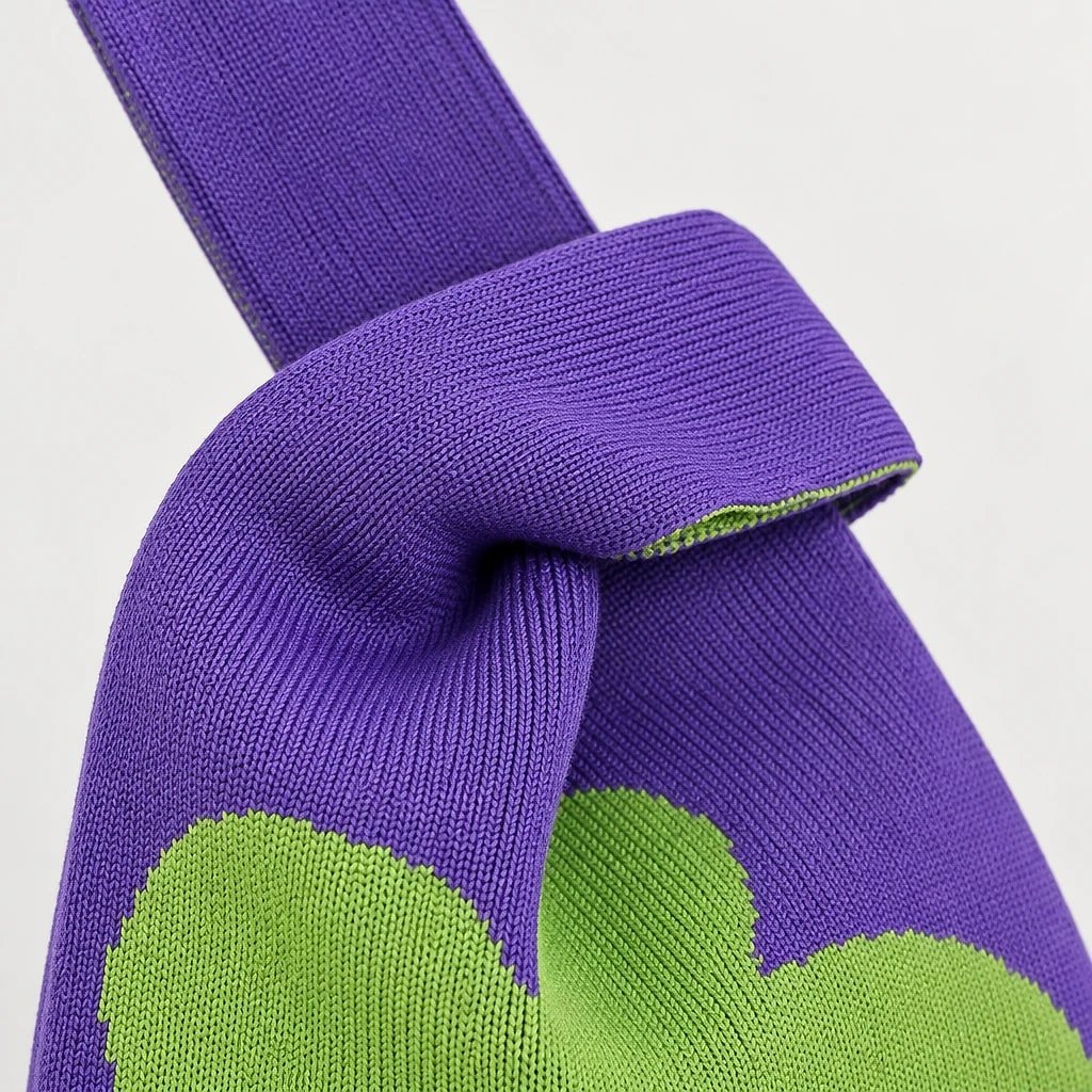 Bolso de Mano Punto Morado y Verde