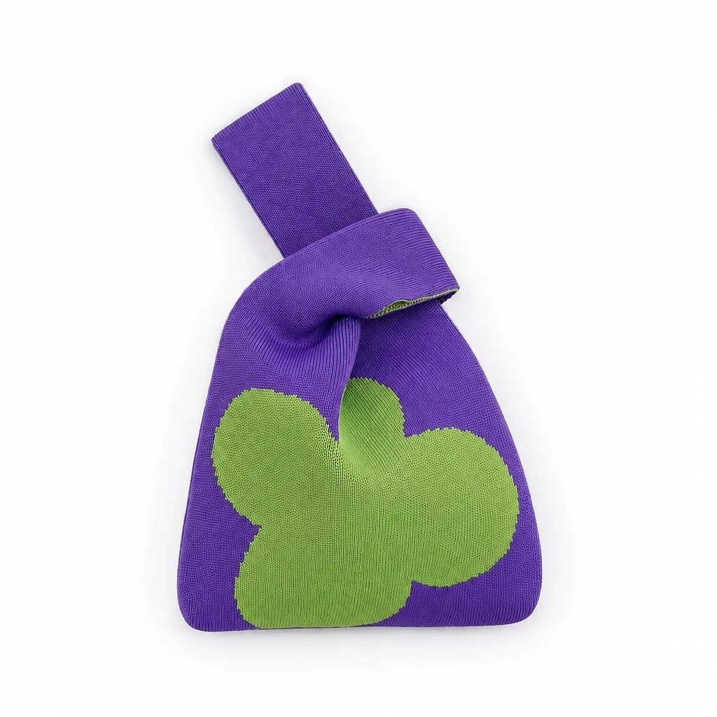Bolso de Mano Punto Morado y Verde