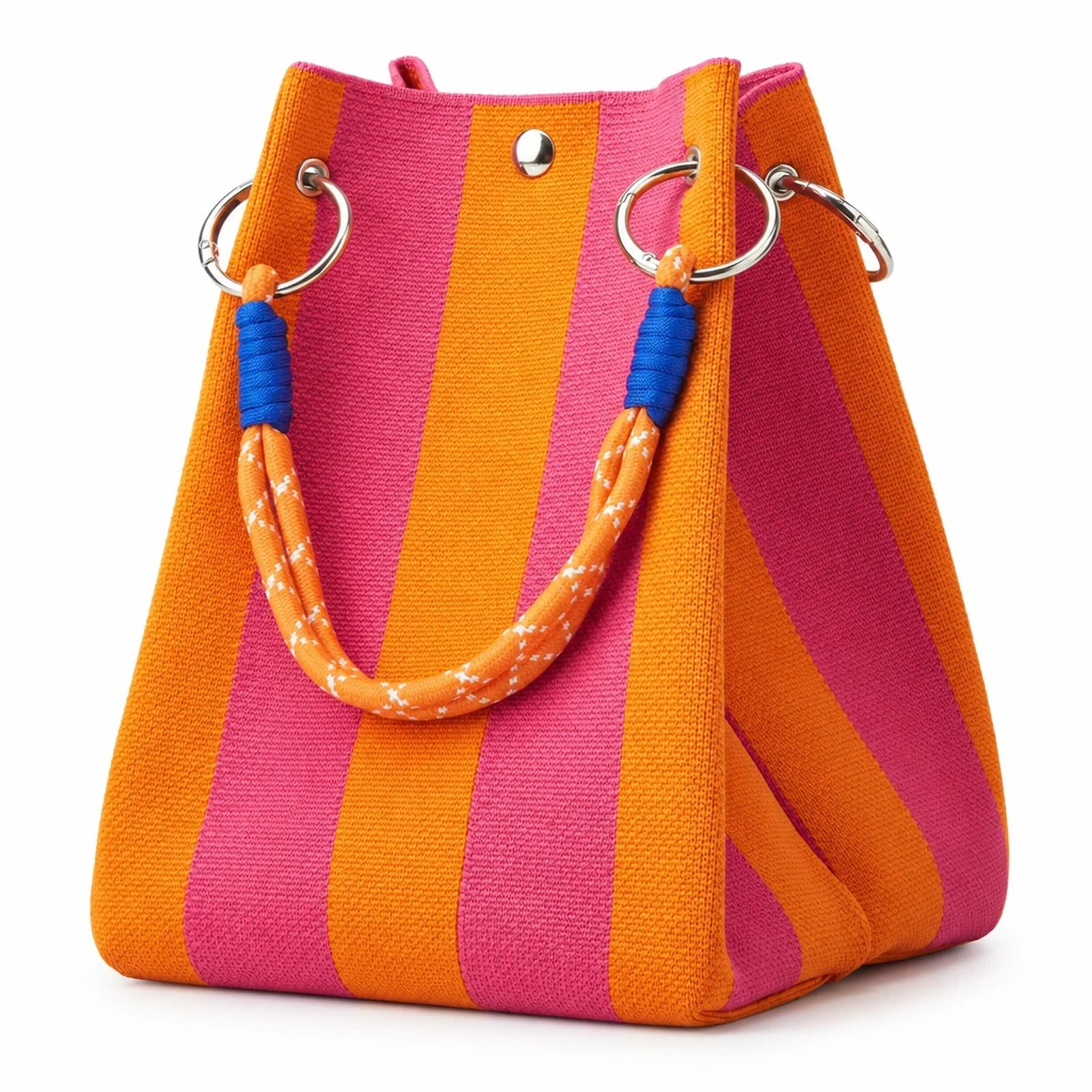 Bolso de mano de rayas naranja y rosa