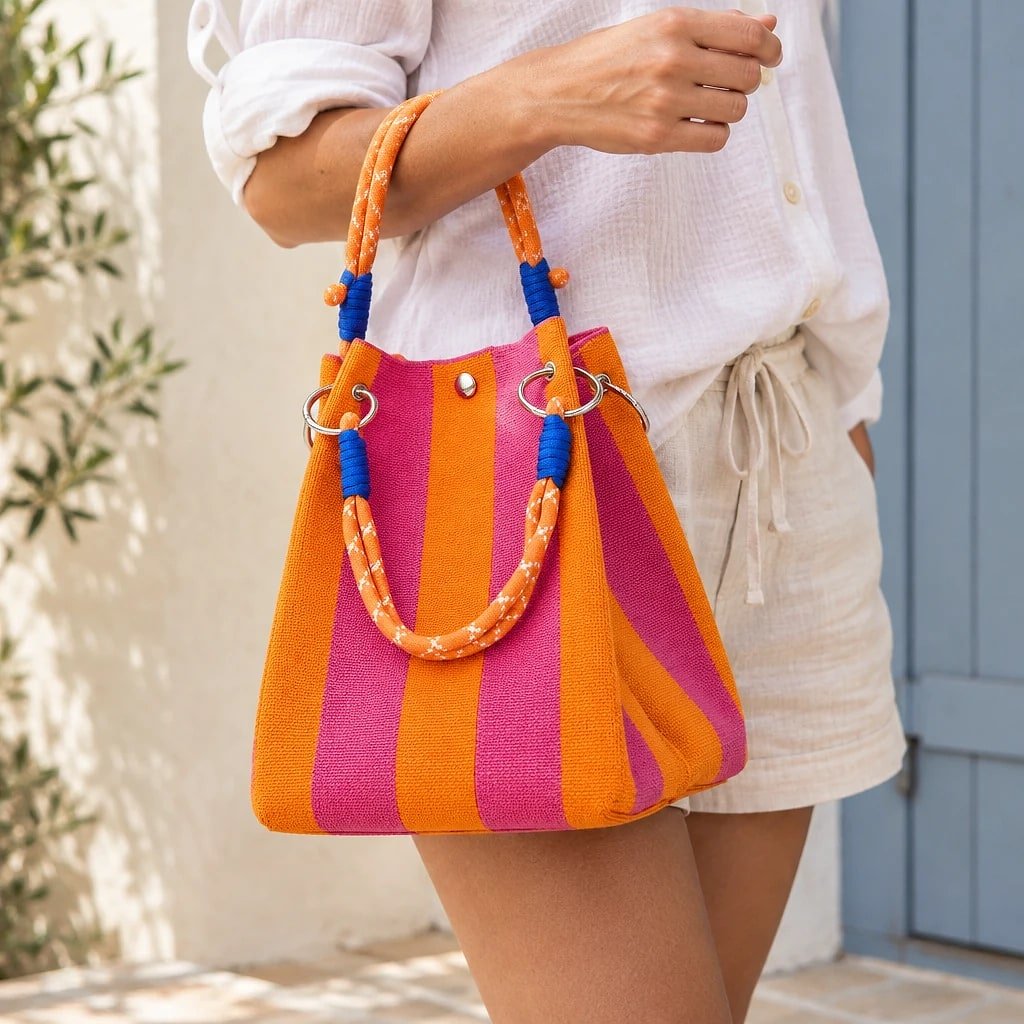 Bolso de Mano Punto Rayas