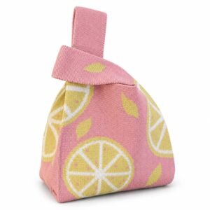 Bolso de nudo rosa con limones