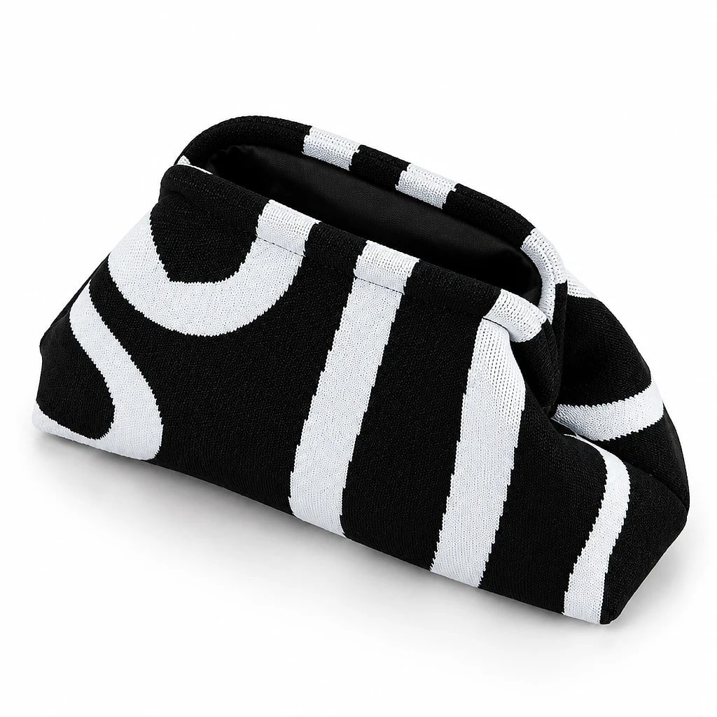 Bolso de Mano Rayas Blanco Negro