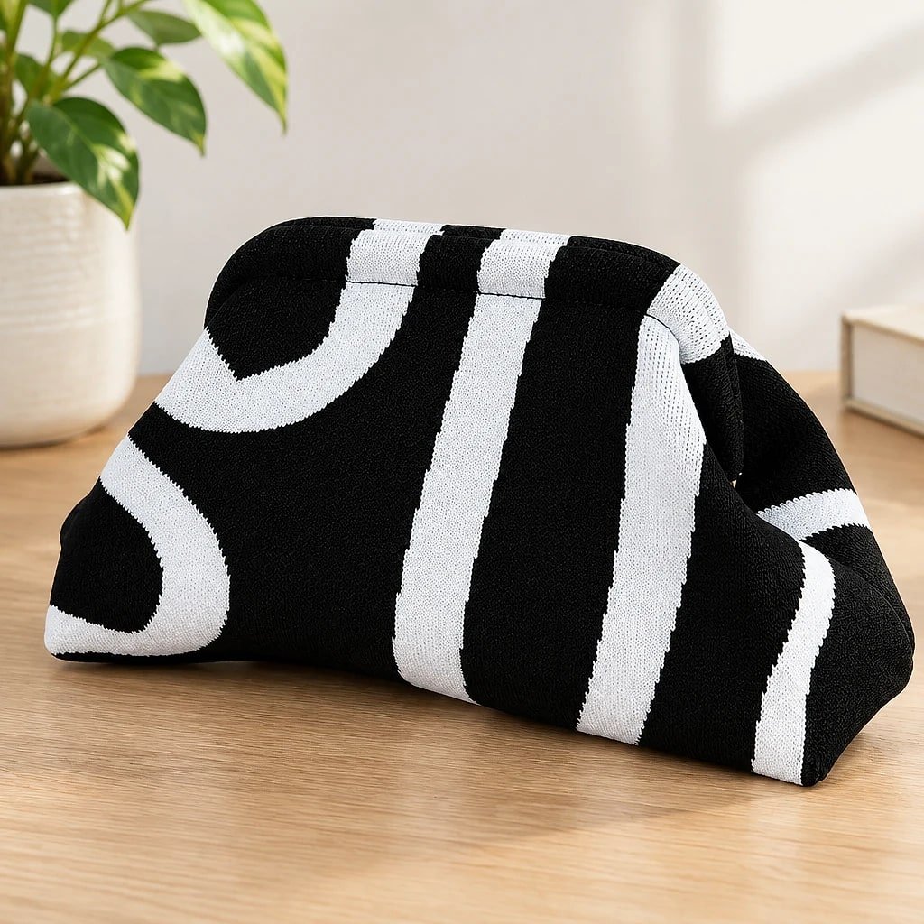 Bolso de Mano Rayas Blanco Negro