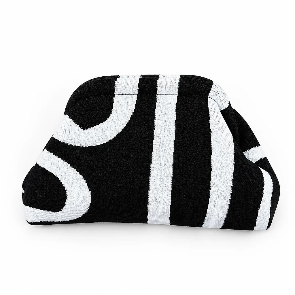Bolso de Mano Rayas Blanco Negro
