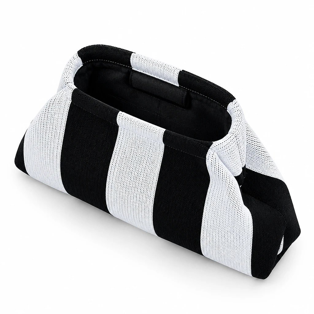 Bolso de Mano Rayas Blanco y Negro