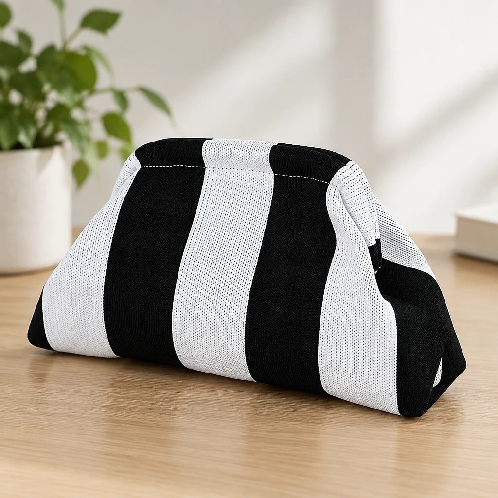 Bolso de Mano Rayas Blanco y Negro
