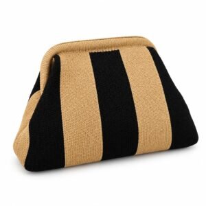 Clutch de rayas camel y negro