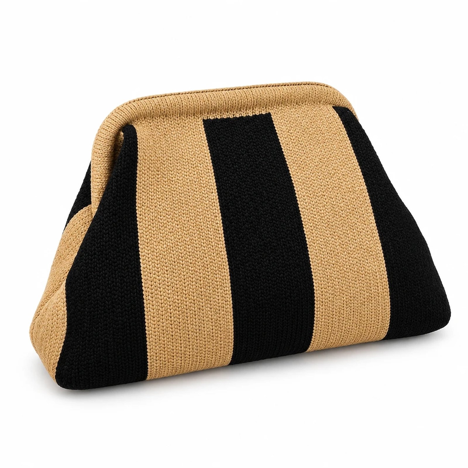 Clutch de rayas camel y negro
