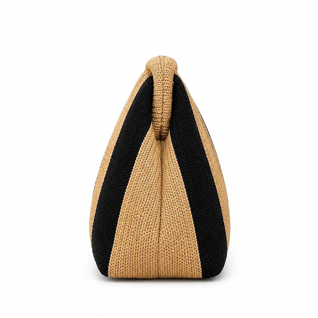Bolso de Mano Rayas Negro Beige