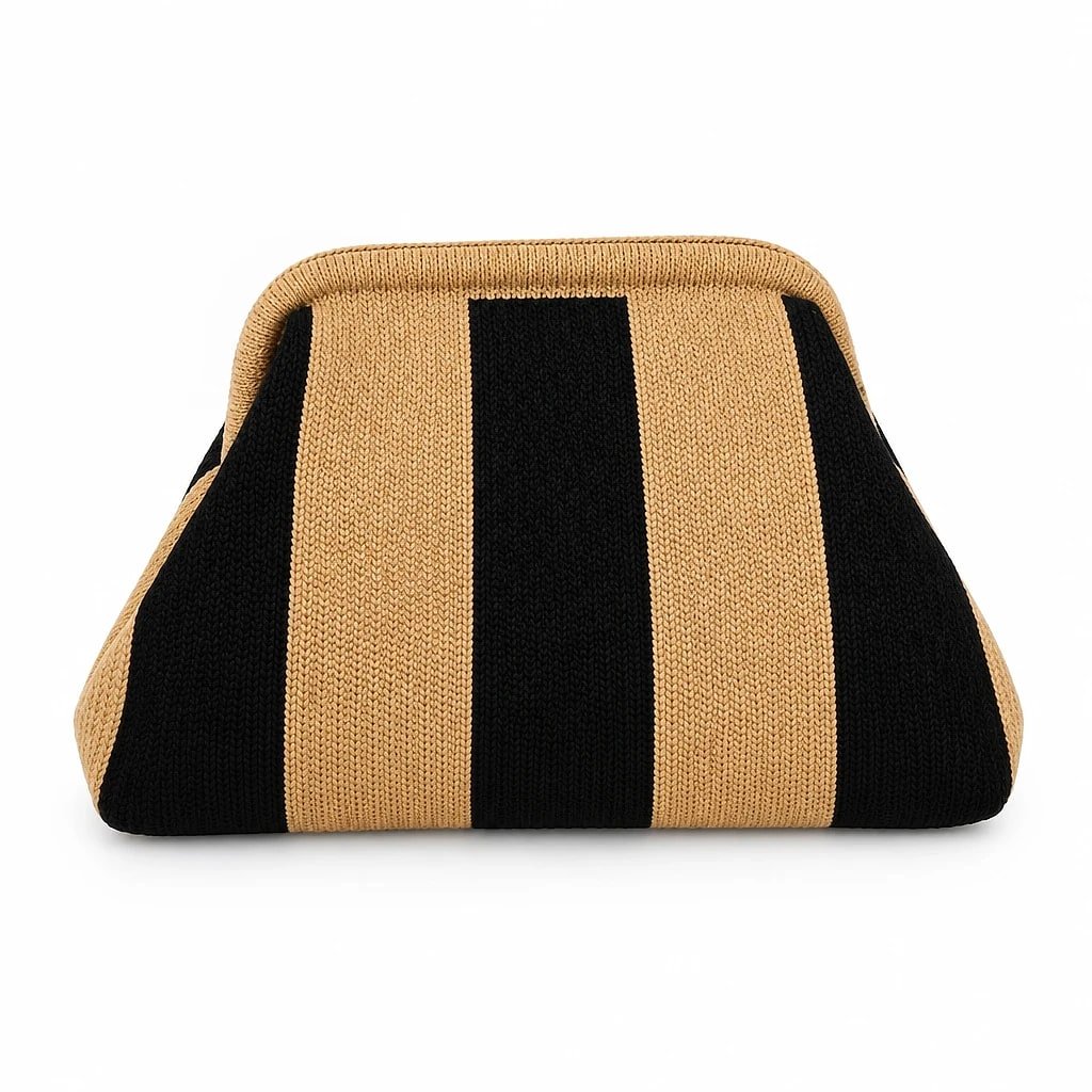 Bolso de Mano Rayas Negro Beige