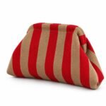Clutch de rayas rojo y beige
