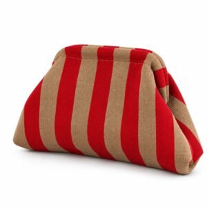 Clutch de rayas rojo y beige