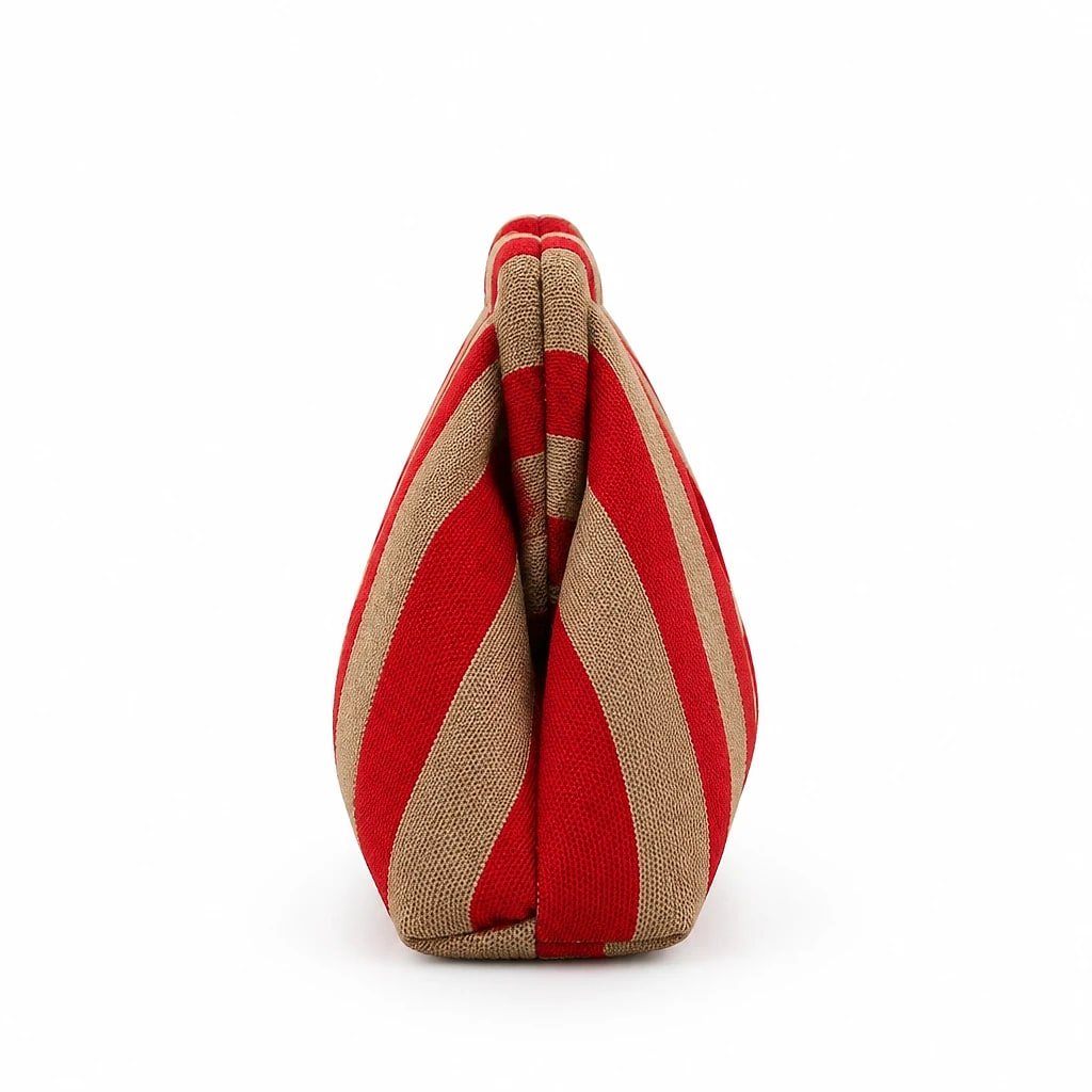 Bolso de Mano Rayas Rojo Beige