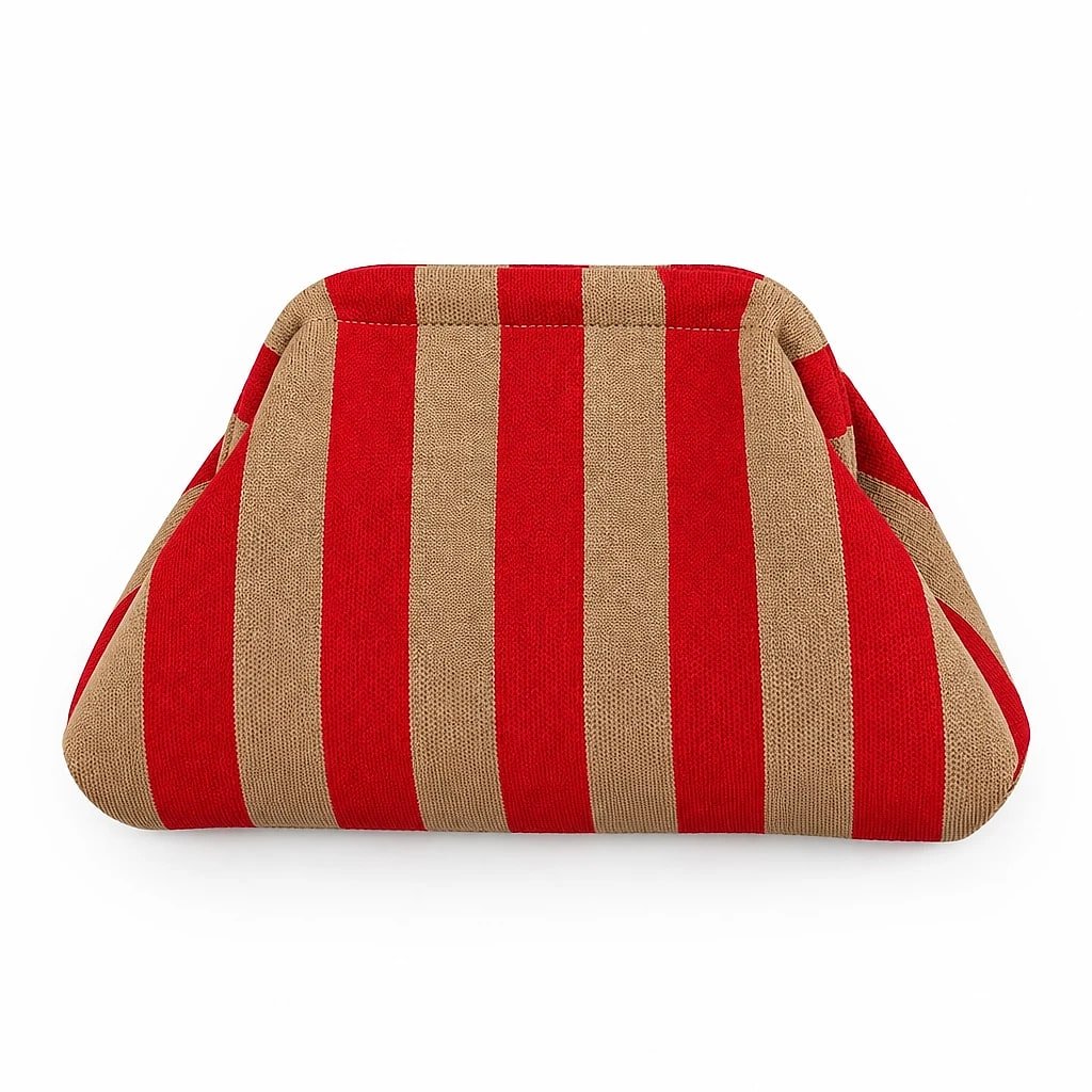 Bolso de Mano Rayas Rojo Beige